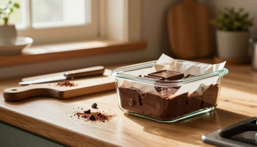 classic homemade fudge storage in airtight container