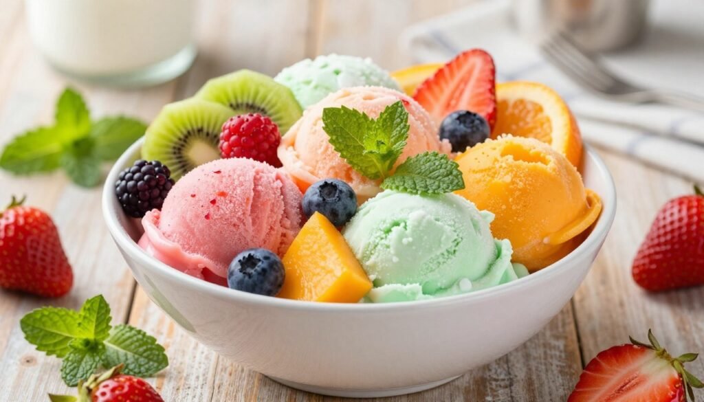fruit-based frozen desserts in a bowl